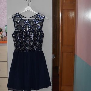 Blue Sequins Short Dress